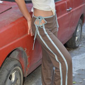 Pants with lace-up detail